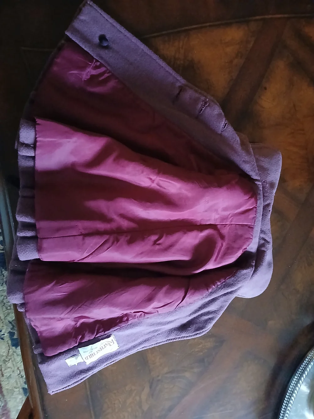 Rothschild Girls' Purple Pea Coat with Floral Embroidery And Hat